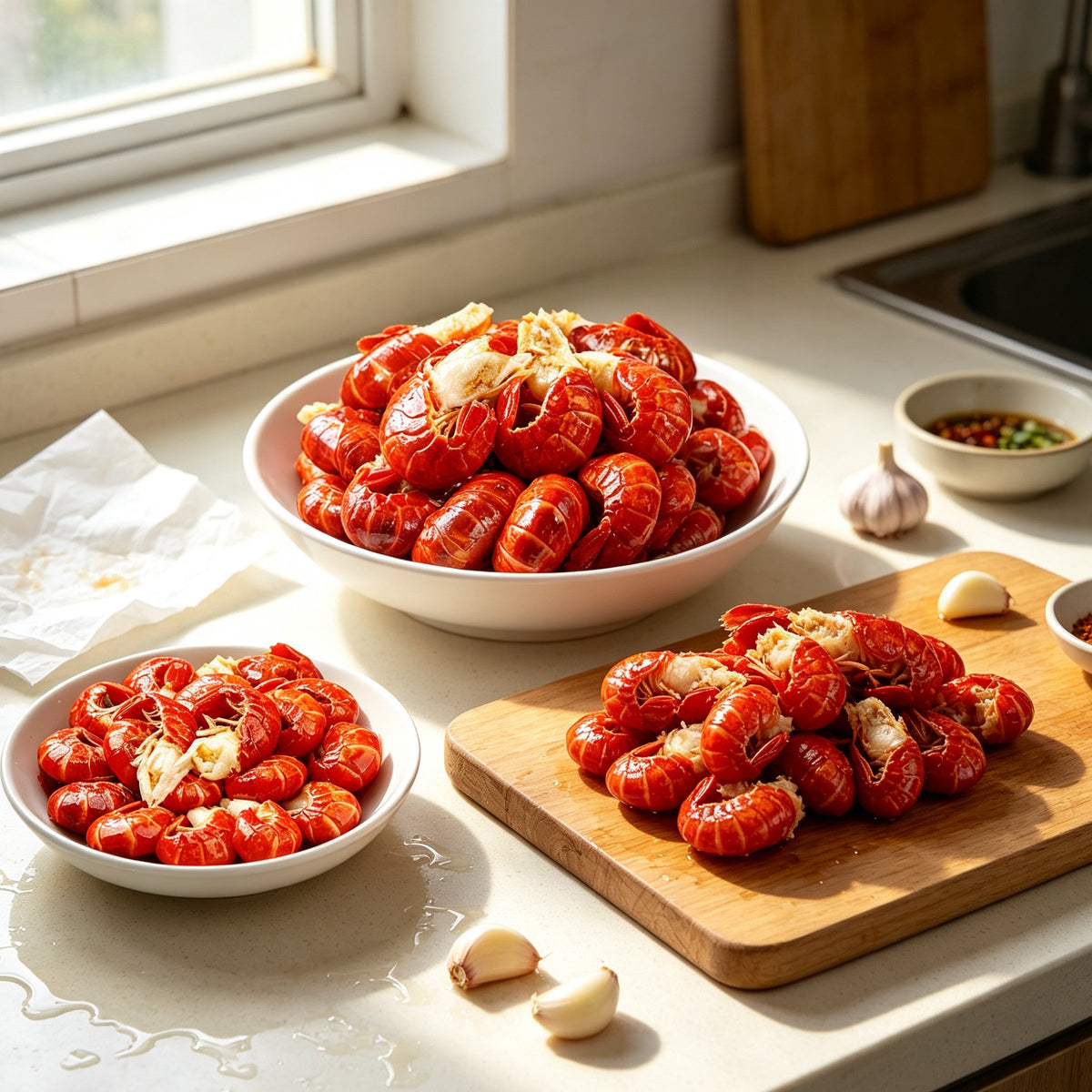 Cooked Crawfish Clusters with Claws
