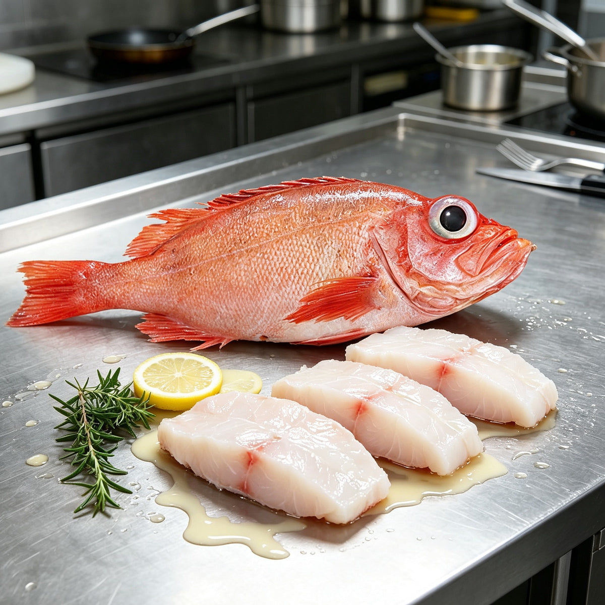 Fresh Red Snapper, Whole & Sliced