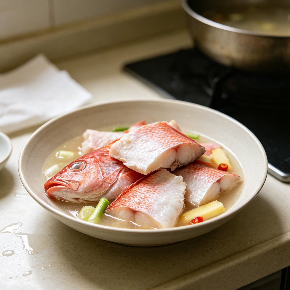 Fresh Red Snapper Pieces for Steaming