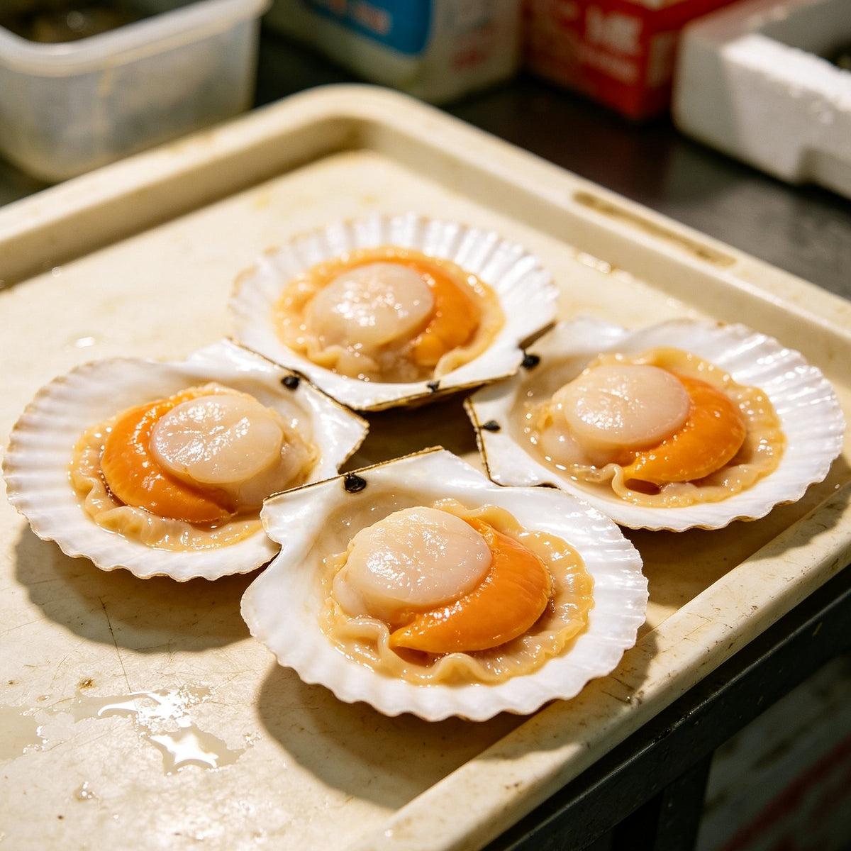 Fresh-Frozen Scallops in Shell Seafood